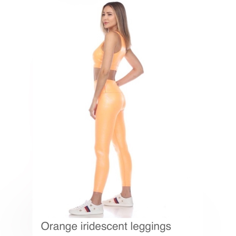 Orange iridescent leggings and top